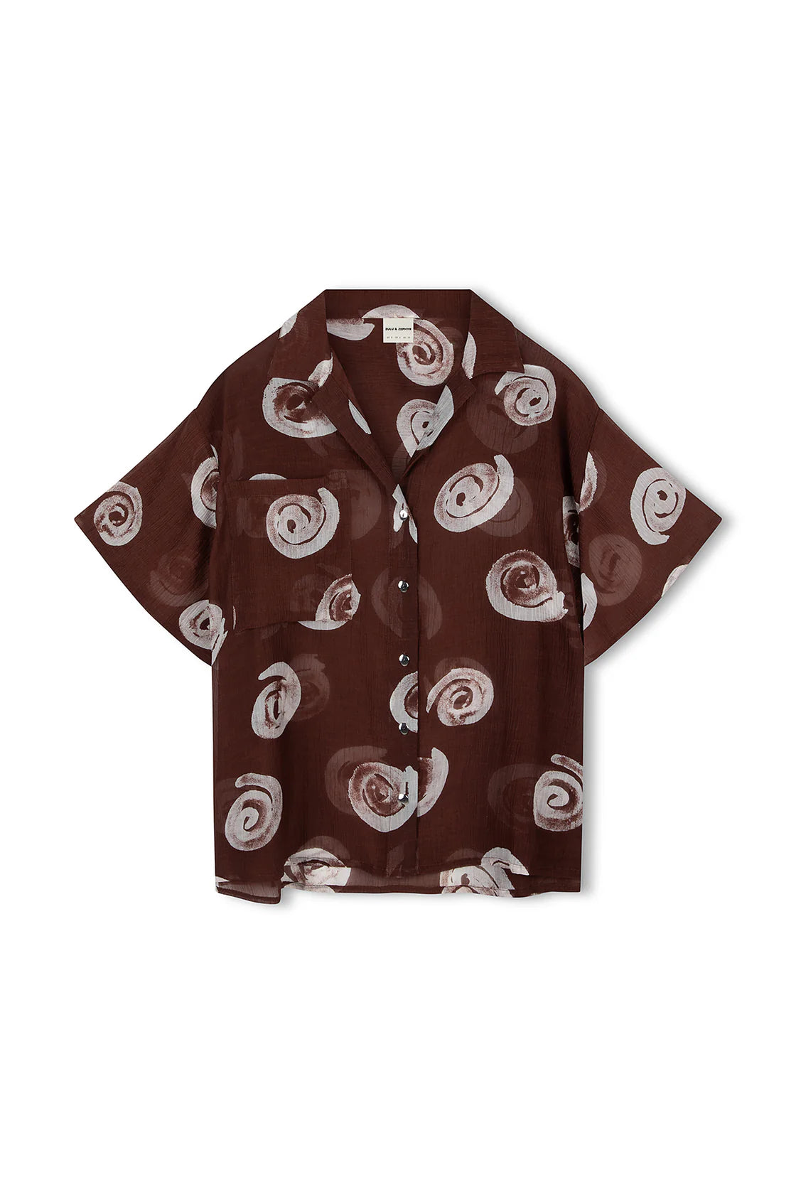 COCOA SWIRL SHEER TEXTURAED SHIRT