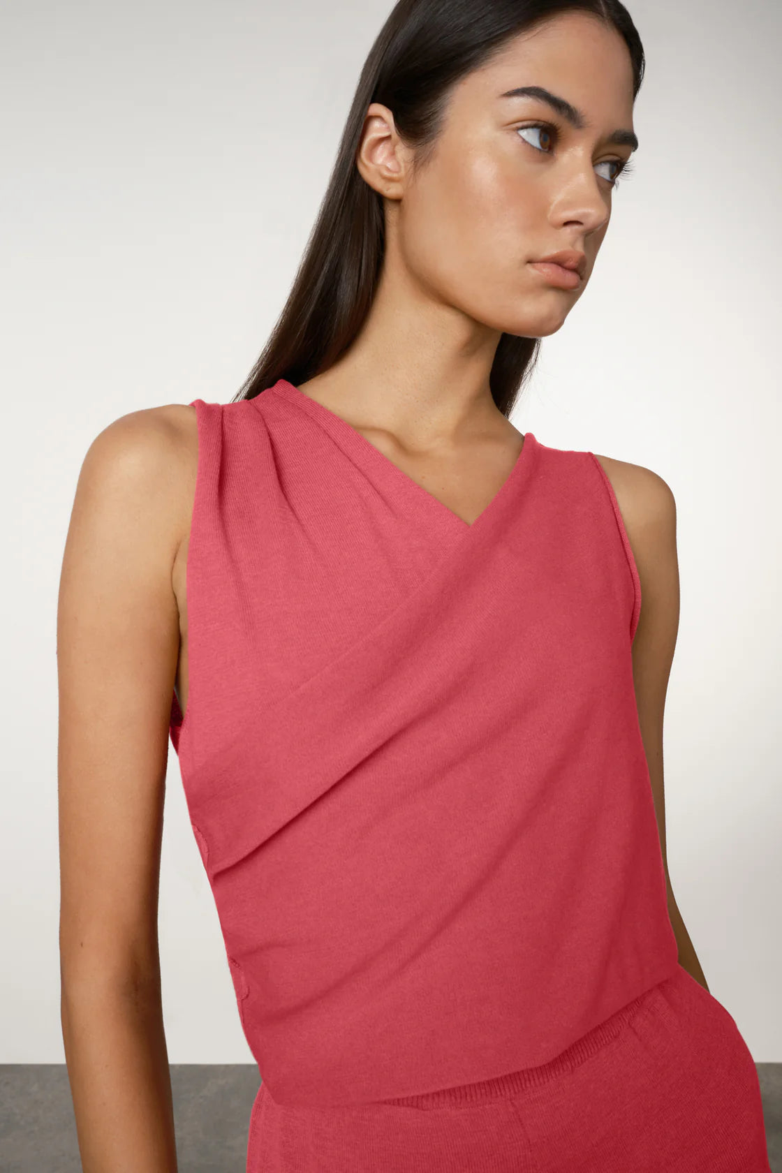 COTTON BLEND KNIT TOP | BERRY