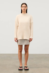 Textured Stripe Knit Tunic Jumper | Coconut