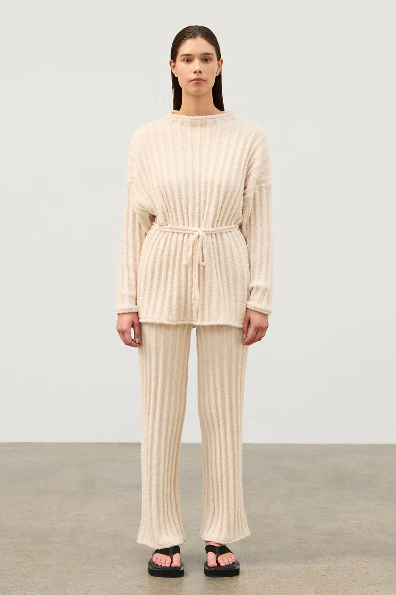 Textured Stripe Knit Tunic Jumper | Coconut