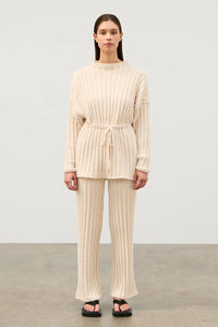 Textured Stripe Knit Tunic Jumper | Coconut