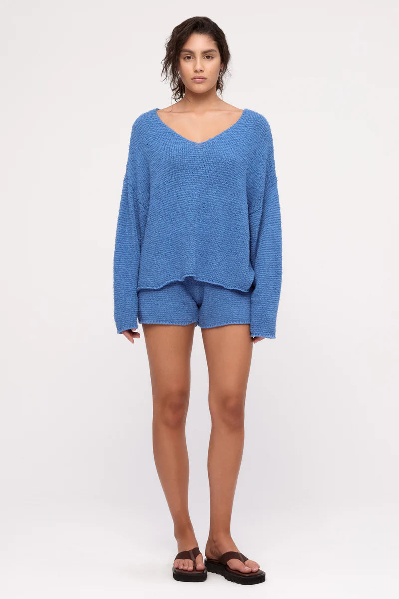 TEXTURED KNIT JUMPER | OCEAN BLUE SOLID