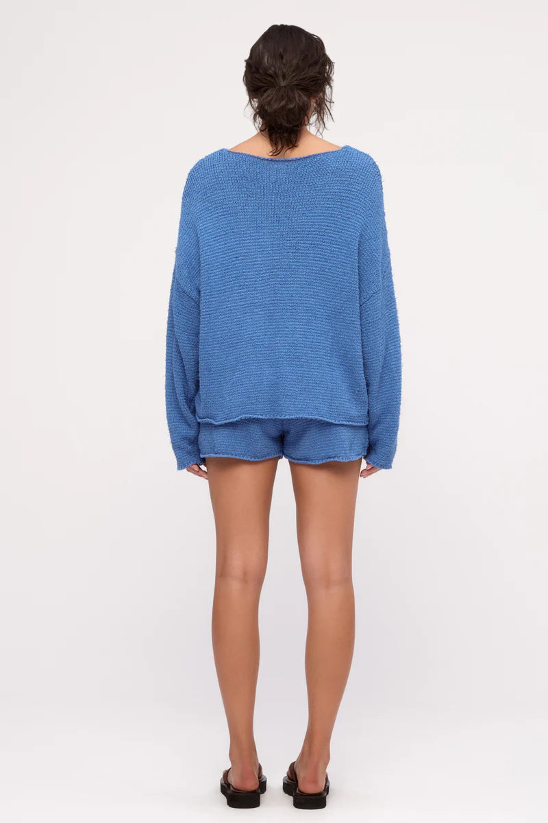 TEXTURED KNIT JUMPER | OCEAN BLUE SOLID