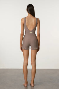 WAFFLE PANELLED BODYSUIT | CAROB
