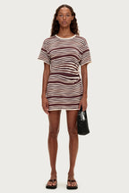 T-SHIRT KNIT DRESS | CHOCOLATE STRIPE