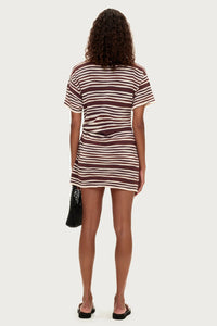 T-SHIRT KNIT DRESS | CHOCOLATE STRIPE