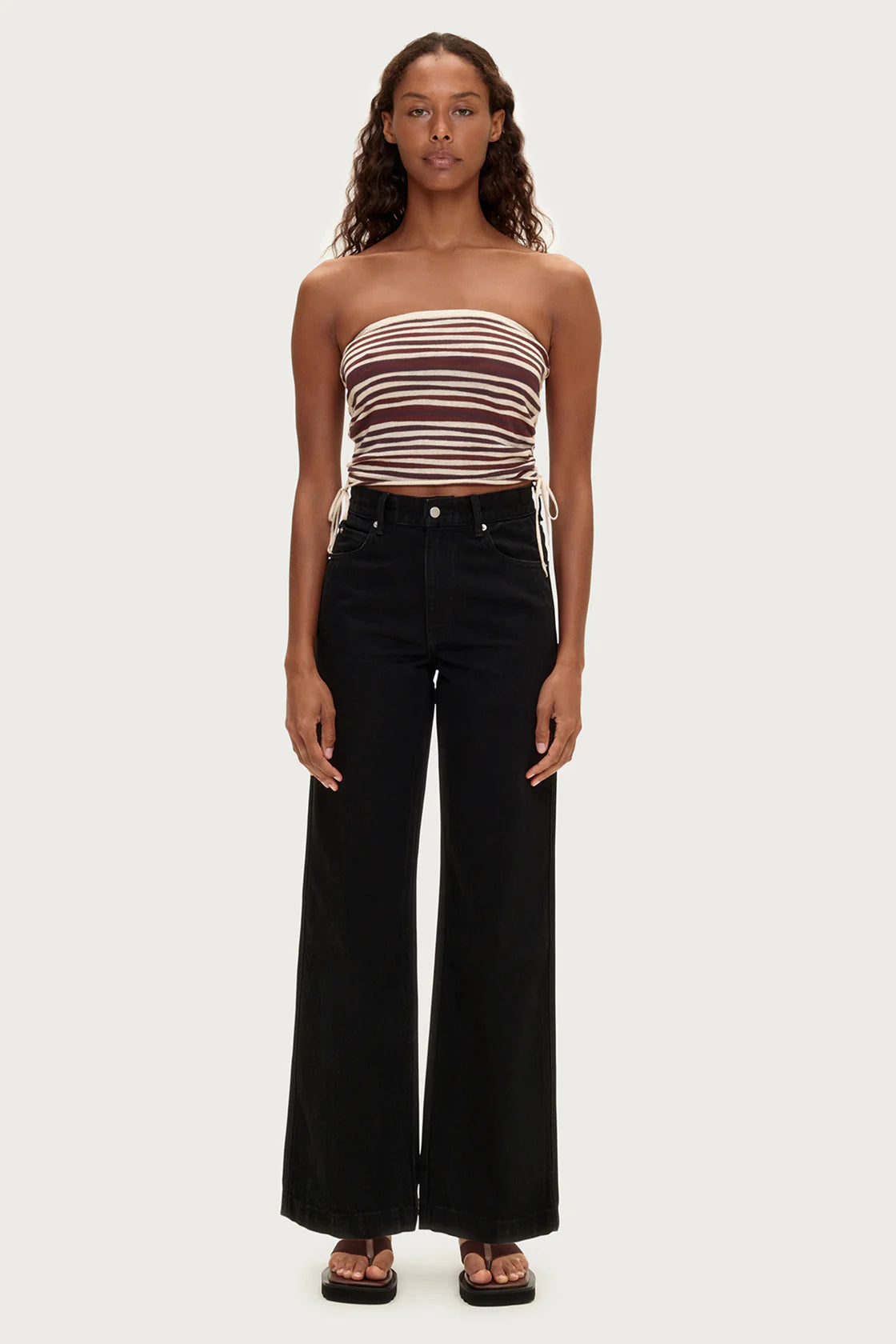 KNIT BANDEAU TOP | CHOCOLATE STRIPE