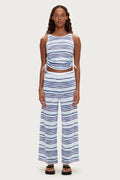 GATHERED KNIT TANK | BLUE STRIPE
