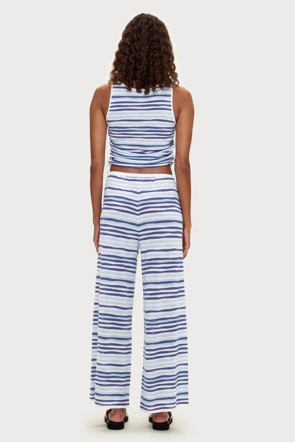 GATHERED KNIT TANK | BLUE STRIPE