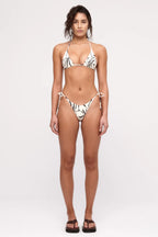 REVERSIBLE TIE TRIANGLE TOP | CREAM FLOWER PRINT
