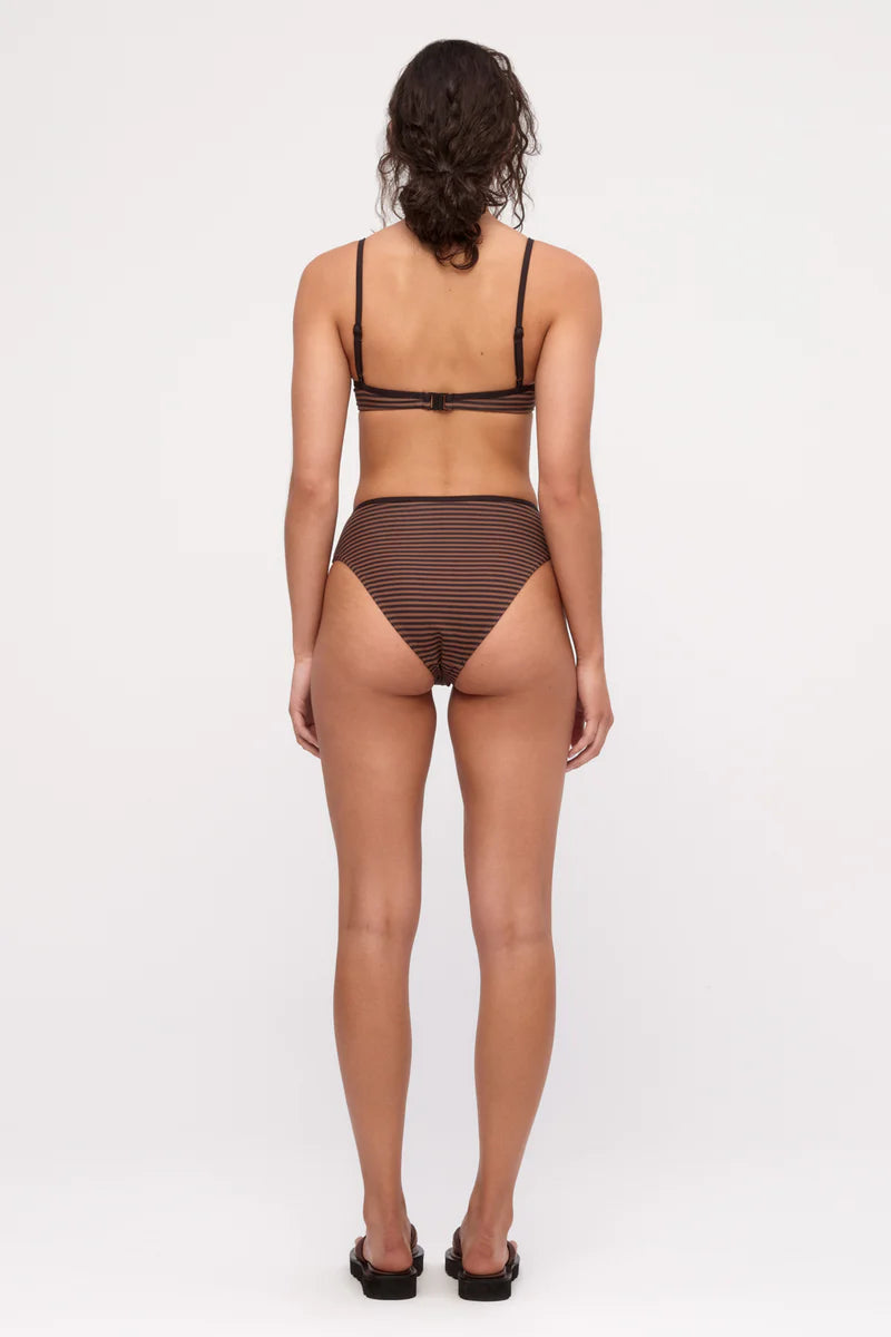 Zulu & Zephyr Balconette Bra Cup Top Brown Stripe