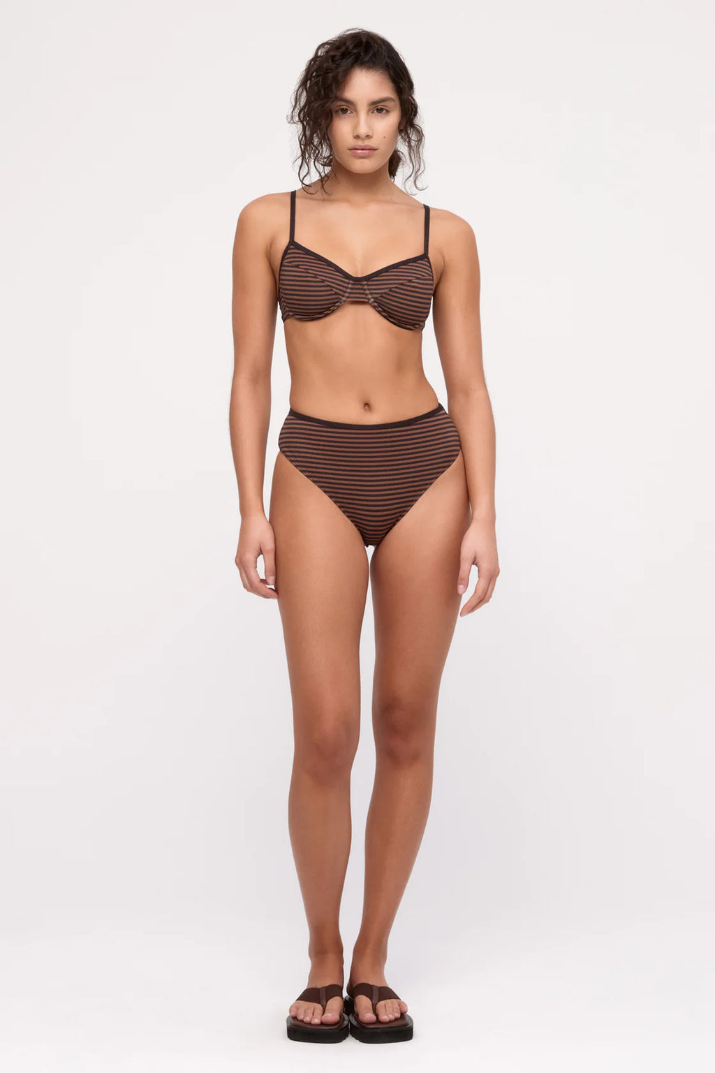 Zulu & Zephyr Waisted Full Brief Brown Stripe