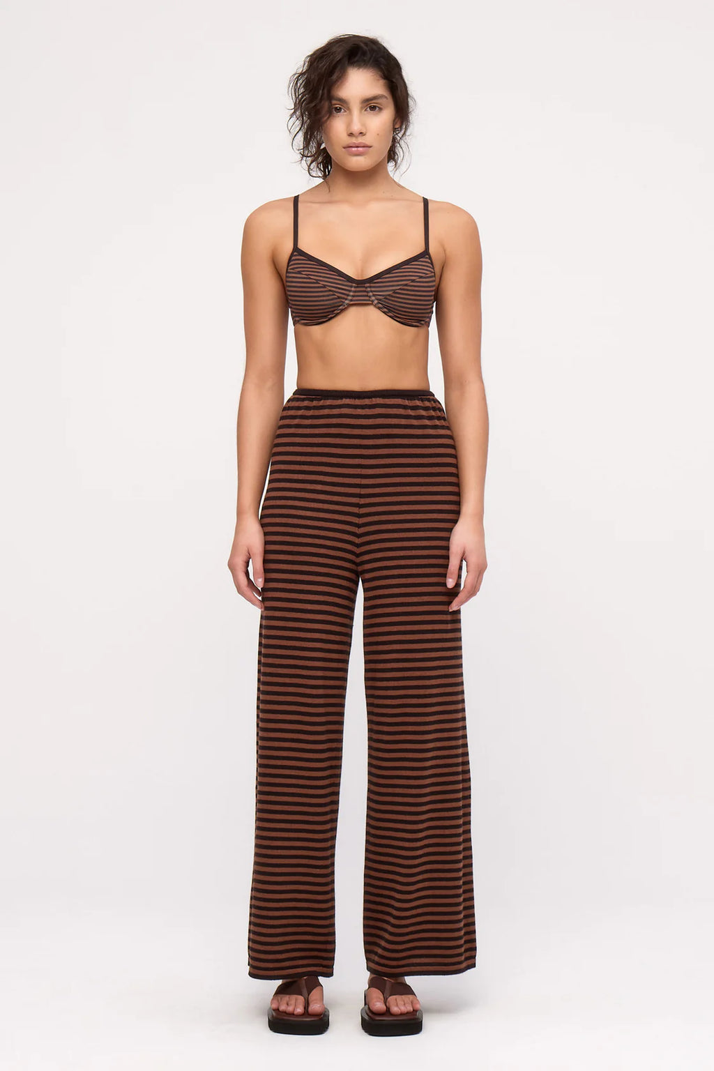 Zulu & Zephyr Balconette Bra Cup Top Brown Stripe