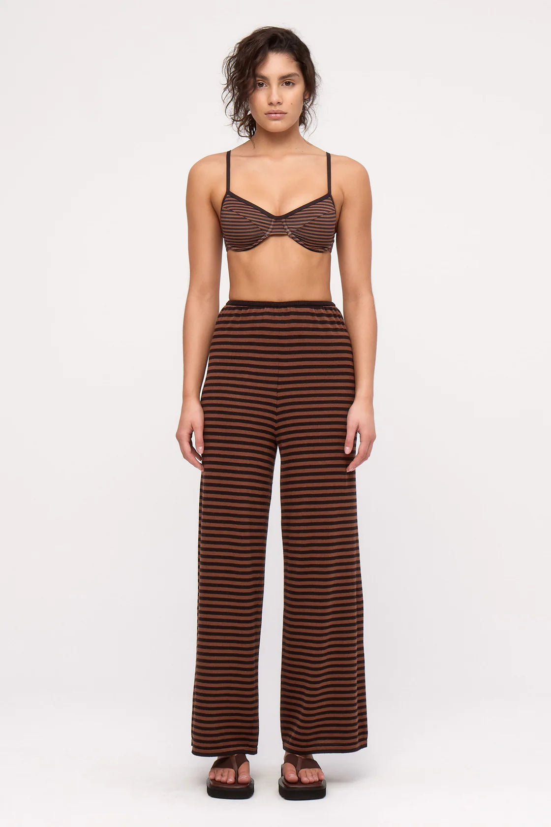 Zulu & Zephyr Balconette Bra Cup Top Brown Stripe