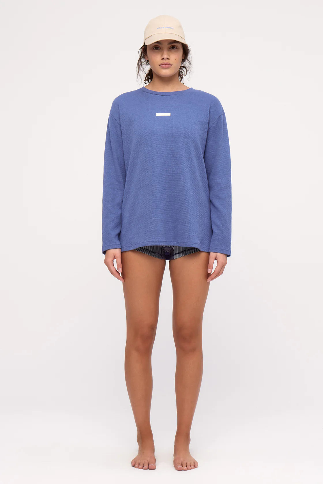 Zulu & Zephyr Waffle Long Sleeve Sport Tee Blue
