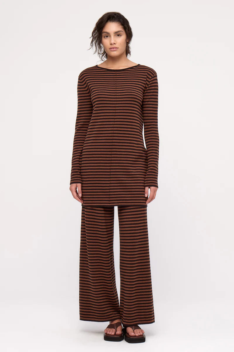Zulu & Zephyr Knit Mini Dress Brown Stripe