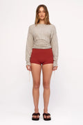 Zulu & Zephyr Natural Pin Stripe Semi Sheer Knit Top
