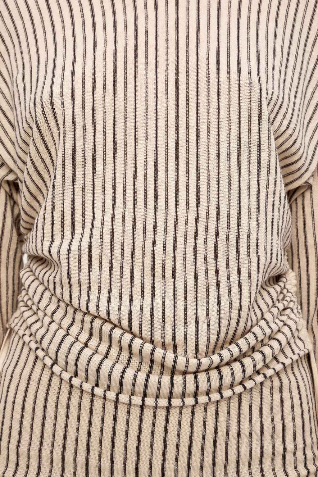 Zulu & Zephyr Natural Pin Stripe Semi Sheer Knit Top