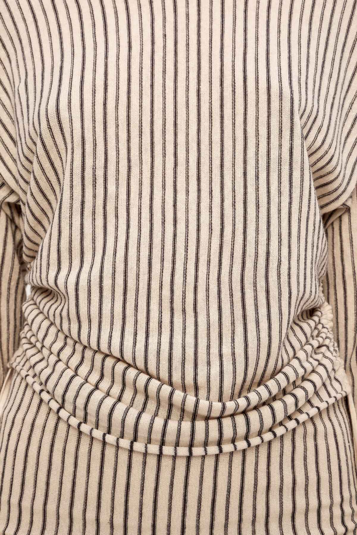 Zulu & Zephyr Natural Pin Stripe Semi Sheer Knit Top