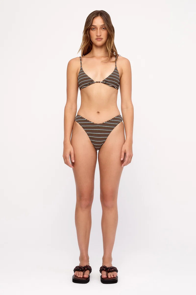 Zulu & Zephyr Towelling Curve Brief Tan Stripe