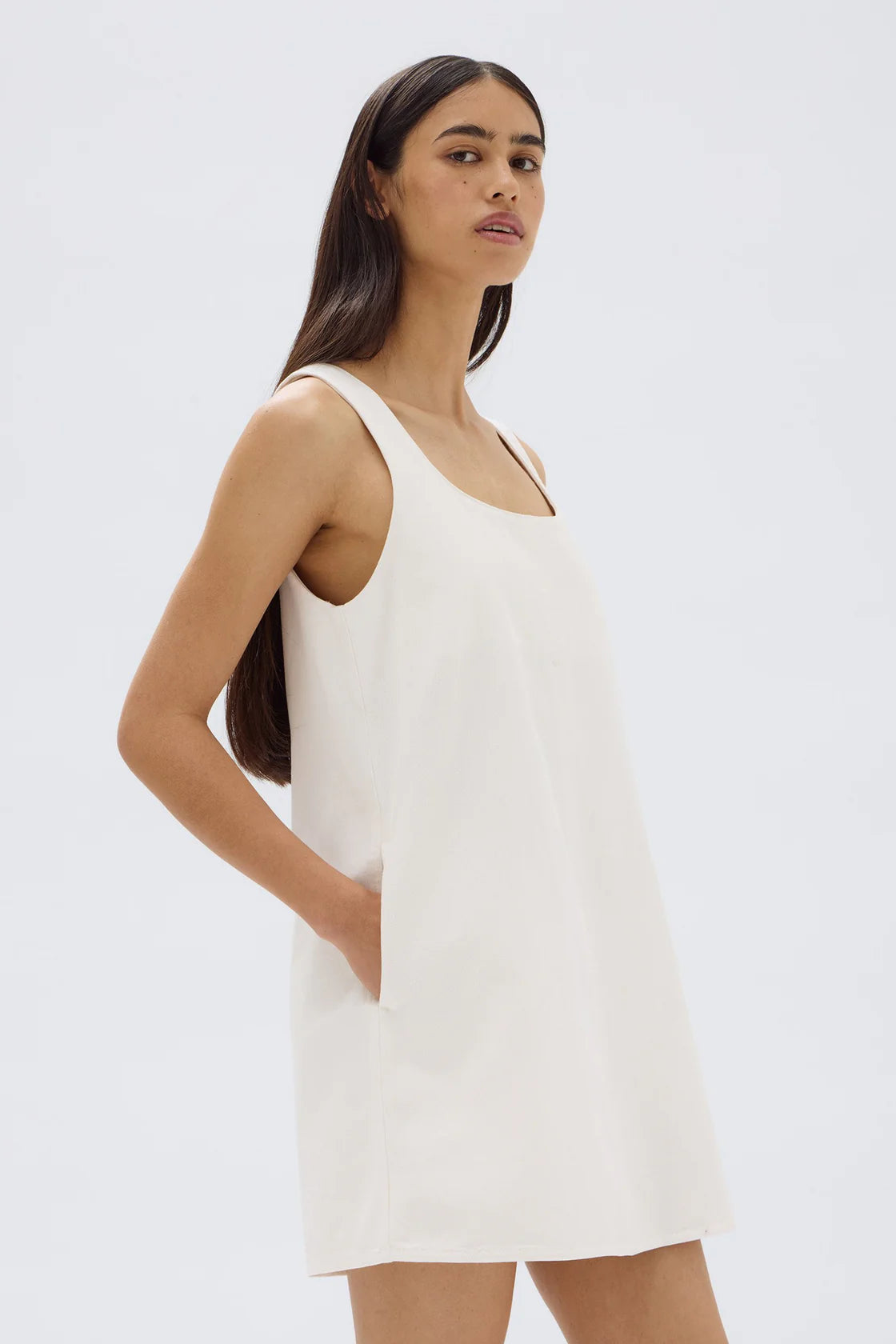 ZOEY TWILL MINI DRESS | CREAM