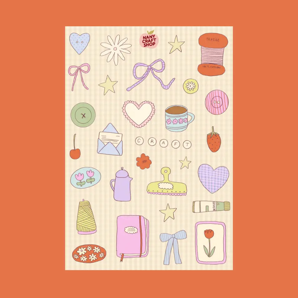 A5 STICKER SHEET PASTEL SPRING BOARD | NANY CRAFT STORE