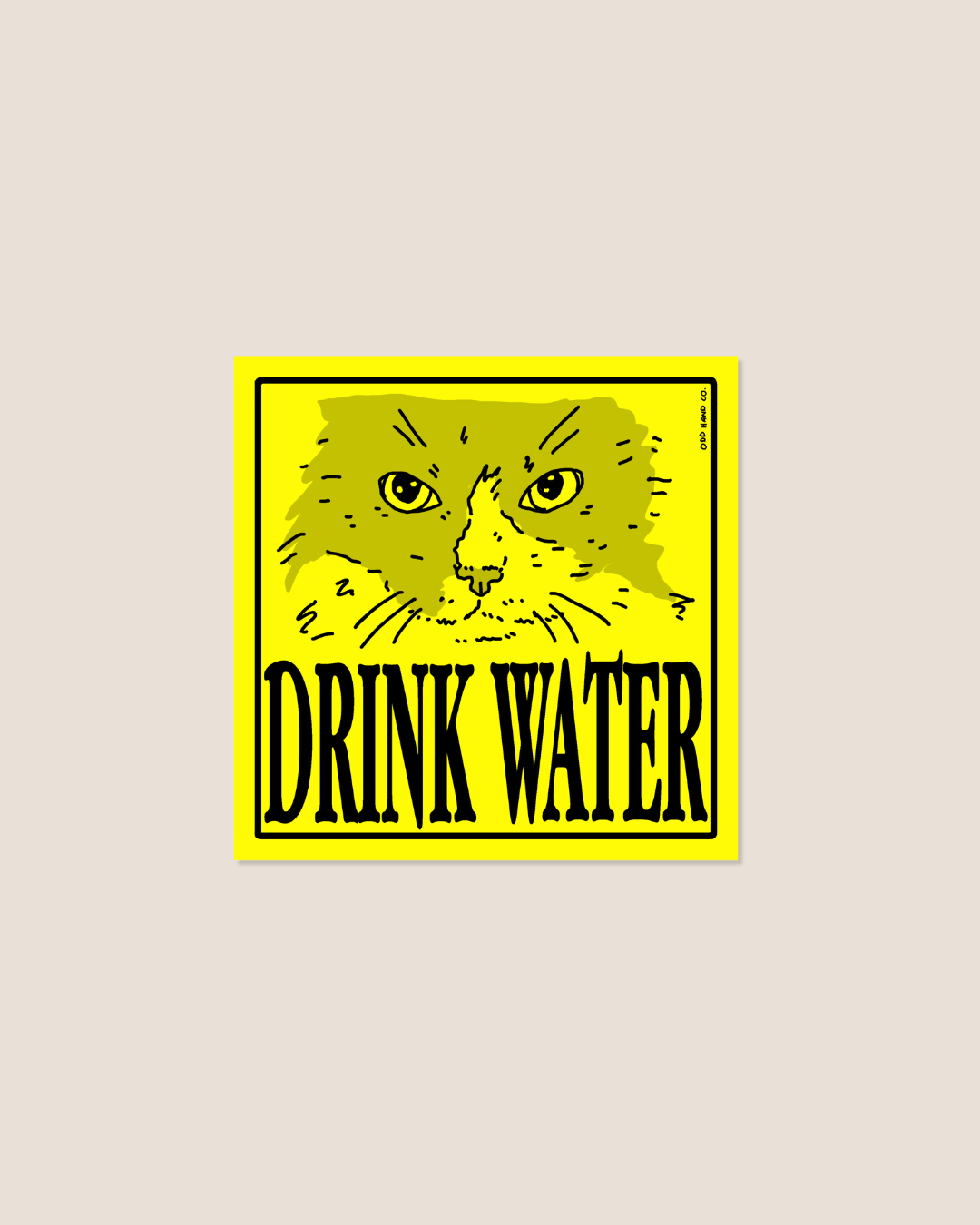 Odd Hand Co. Drink Water Yellow Square Sticker 1