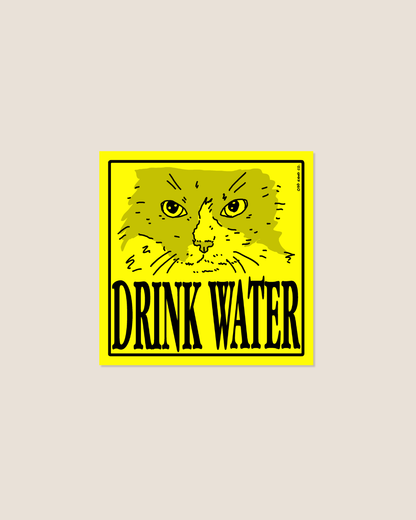 Odd Hand Co. Drink Water Yellow Square Sticker 1