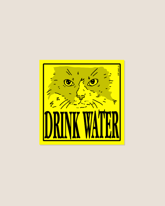 Odd Hand Co. Drink Water Yellow Square Sticker 1