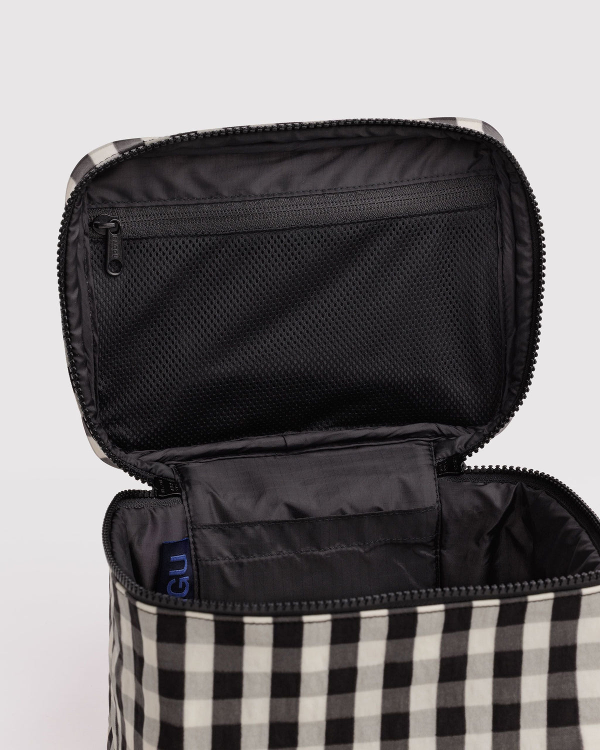 Baggu Large Cosmetic Case Black and Cream Gingham