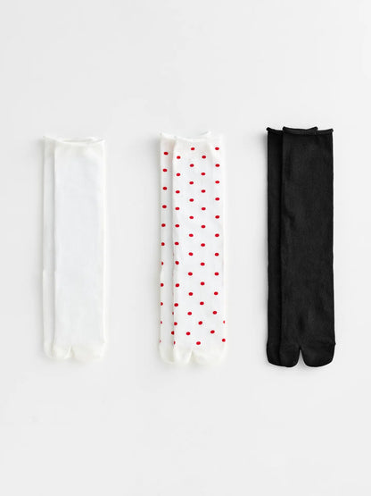 Soft Park Tabi Split Toe Cuff Sock Crimson Dot