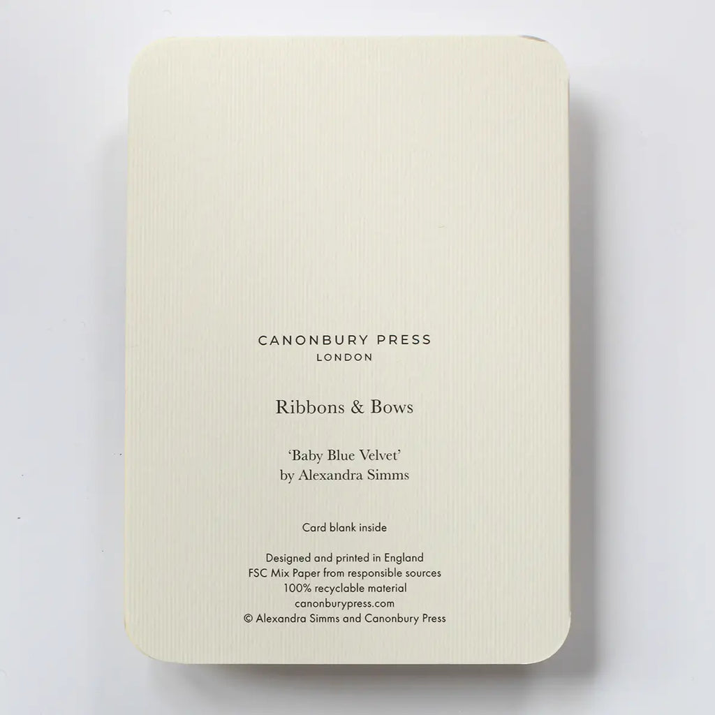 Canonbury Press Baby Blue Velvet Bow Greeting Card