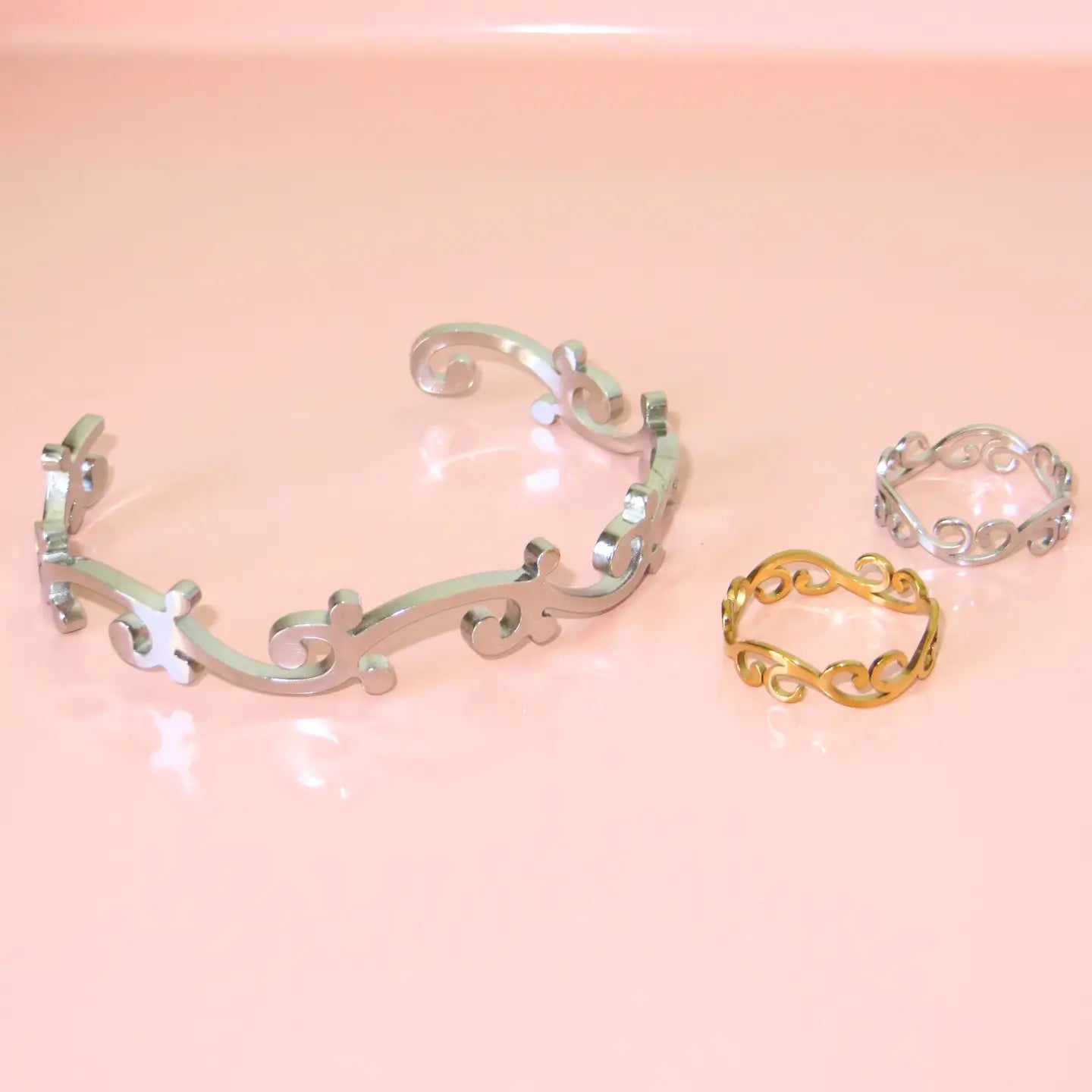 Unlucky Wishes Spring Swirls Silver Cuff Bracelet