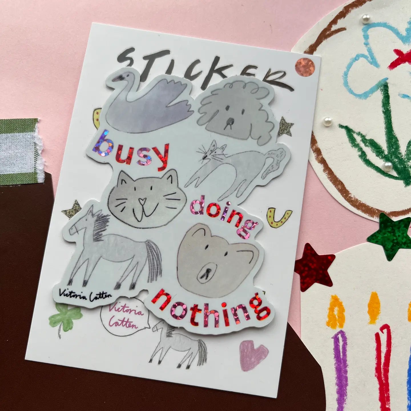 Victoria Catten Busy Doing Nothing Animal Pal Sticker