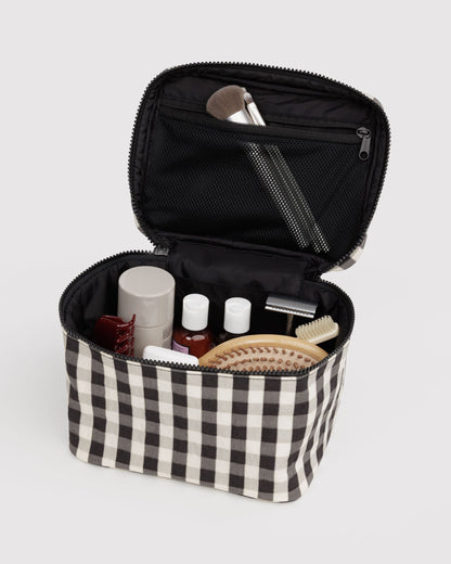 Baggu Large Cosmetic Case Black and Cream Gingham