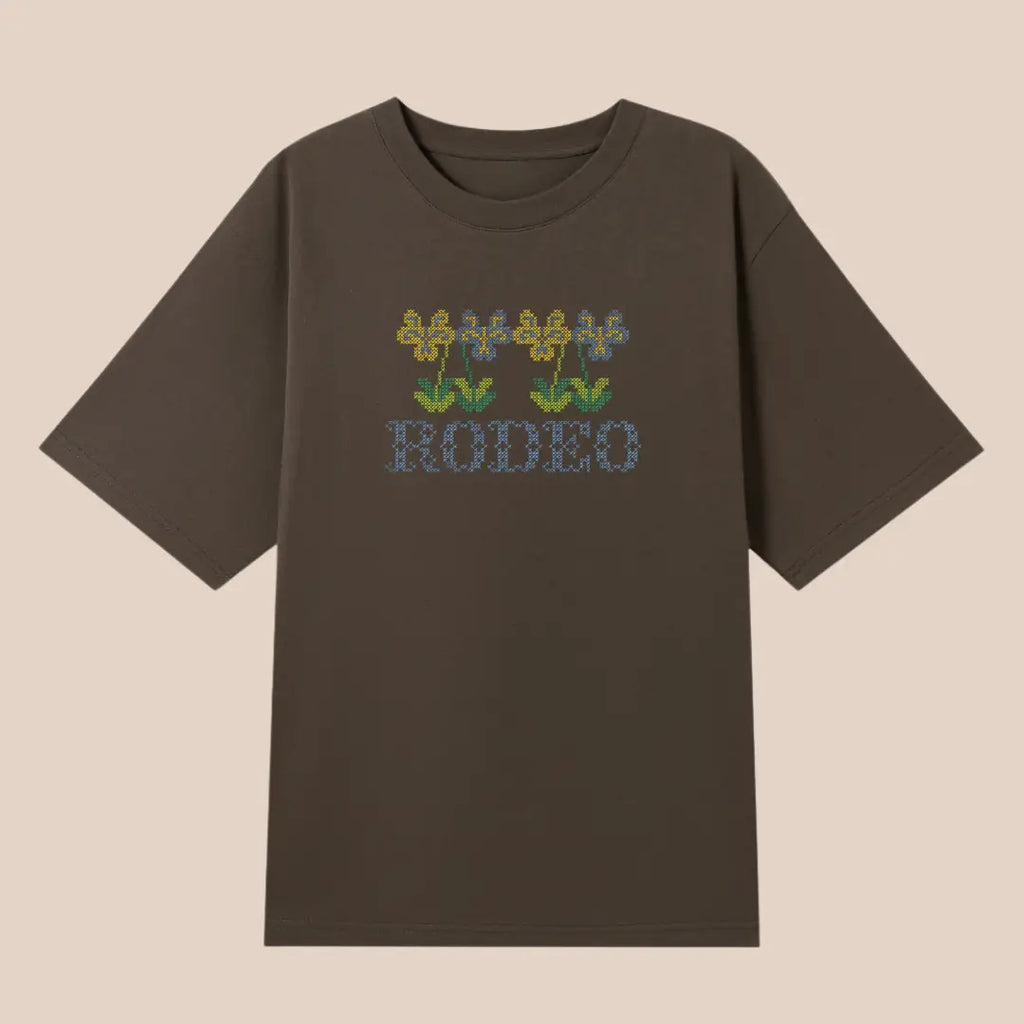 FELLOW PANSIES CROSS STITCH T- SHIRT | RODEO Embroidery