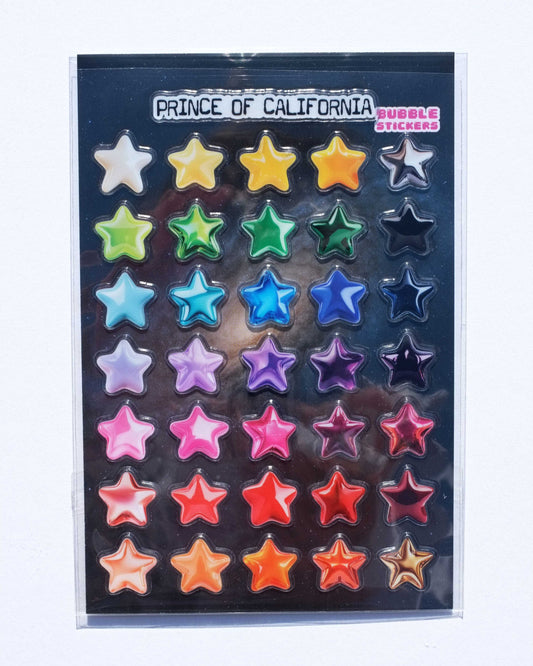 Prince of California 3D Rainbow Star Sticker Sheet 2