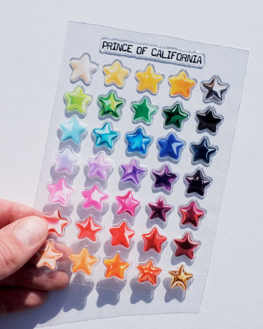 Prince of California 3D Rainbow Star Sticker Sheet 1