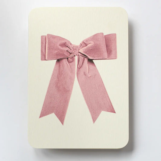Canonbury Press Baby Pink Velvet Bow Greeting Card