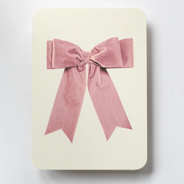 Canonbury Press Baby Pink Velvet Bow Greeting Card