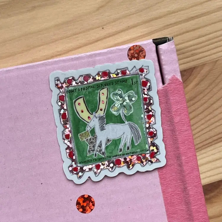 Victoria Catten Pony's Postal Services Glitter Sticker Stamps