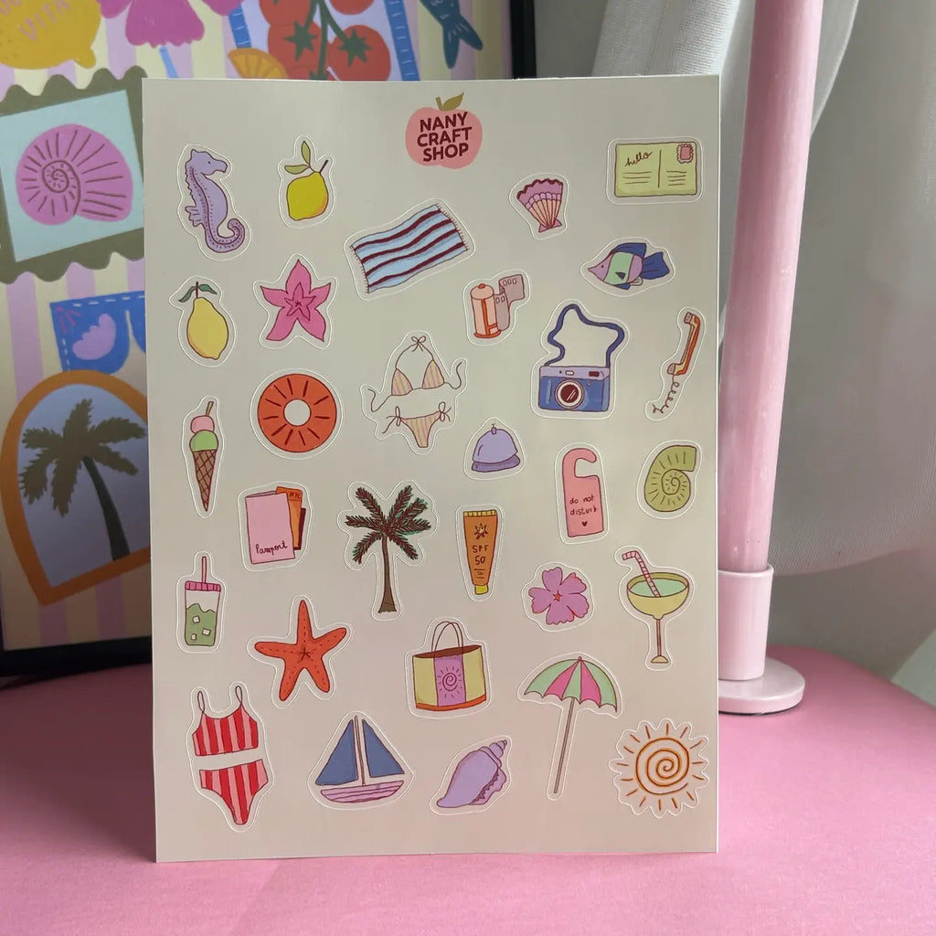 SUMMER JULY STICKER SHEET A5 | NANY CRAFT SHOP