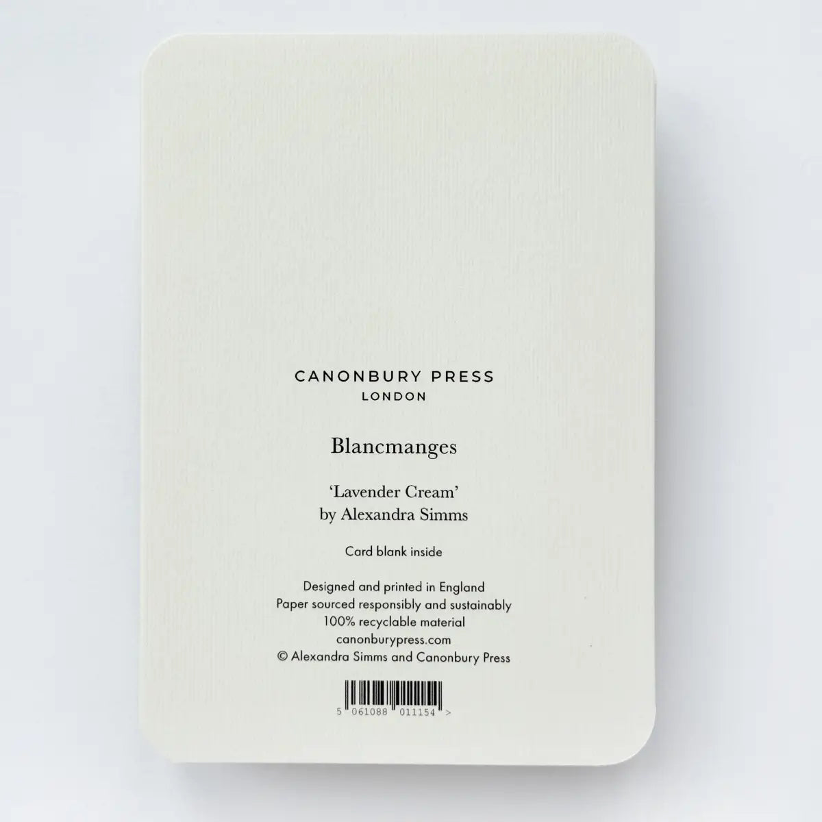 Canonbury Press Lavendar Cream Blancmange Greeting Card