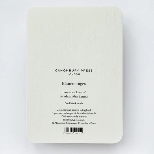 Canonbury Press Lavendar Cream Blancmange Greeting Card
