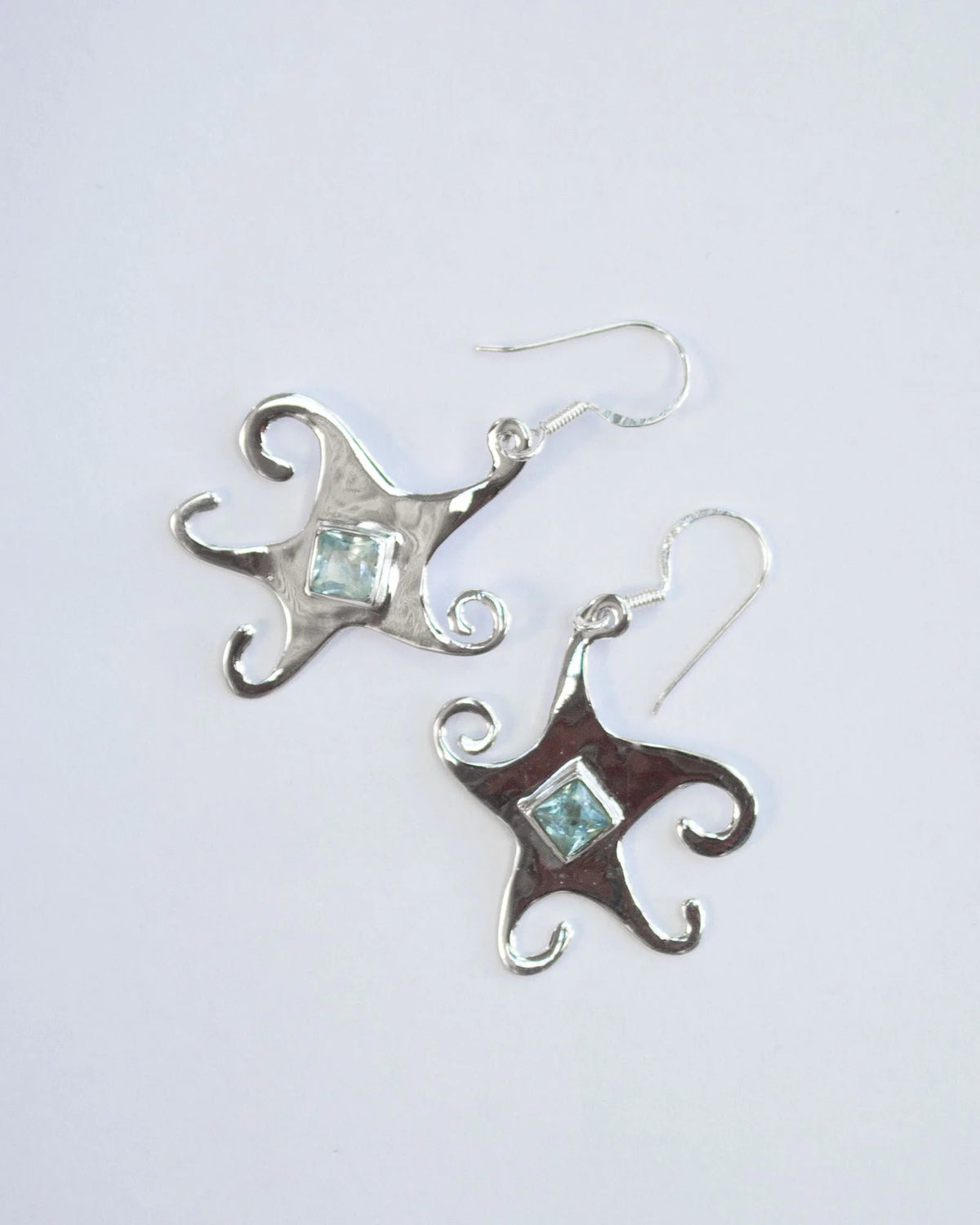 Jester Bloom Blue Topaz Whimsical Star Earrings
