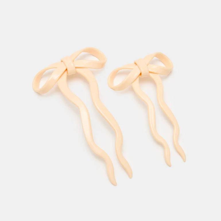BOW HAIRPIN LARGE | CREAM
