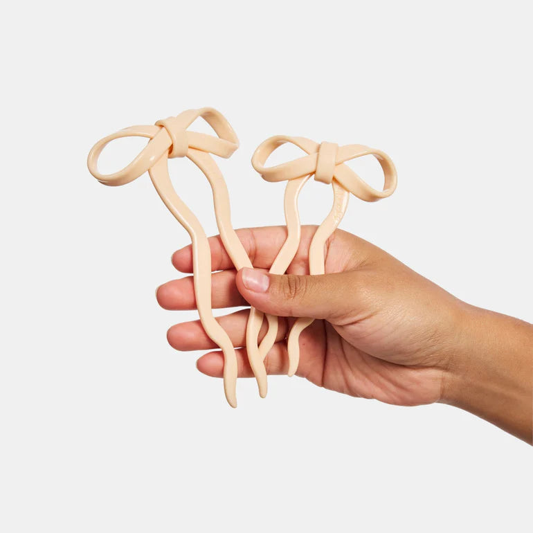 BOW HAIRPIN LARGE | CREAM