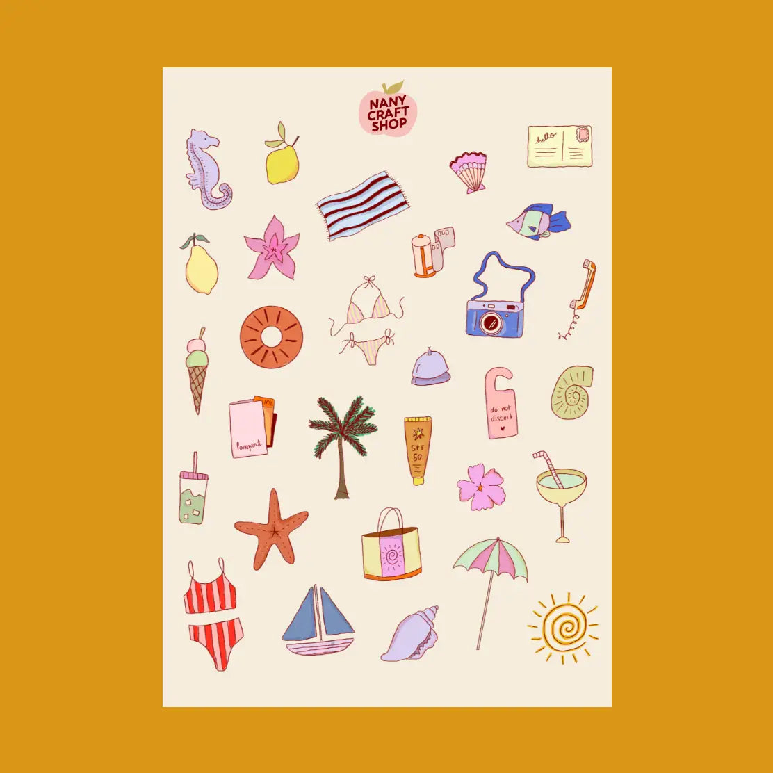 SUMMER JULY STICKER SHEET A5 | NANY CRAFT SHOP