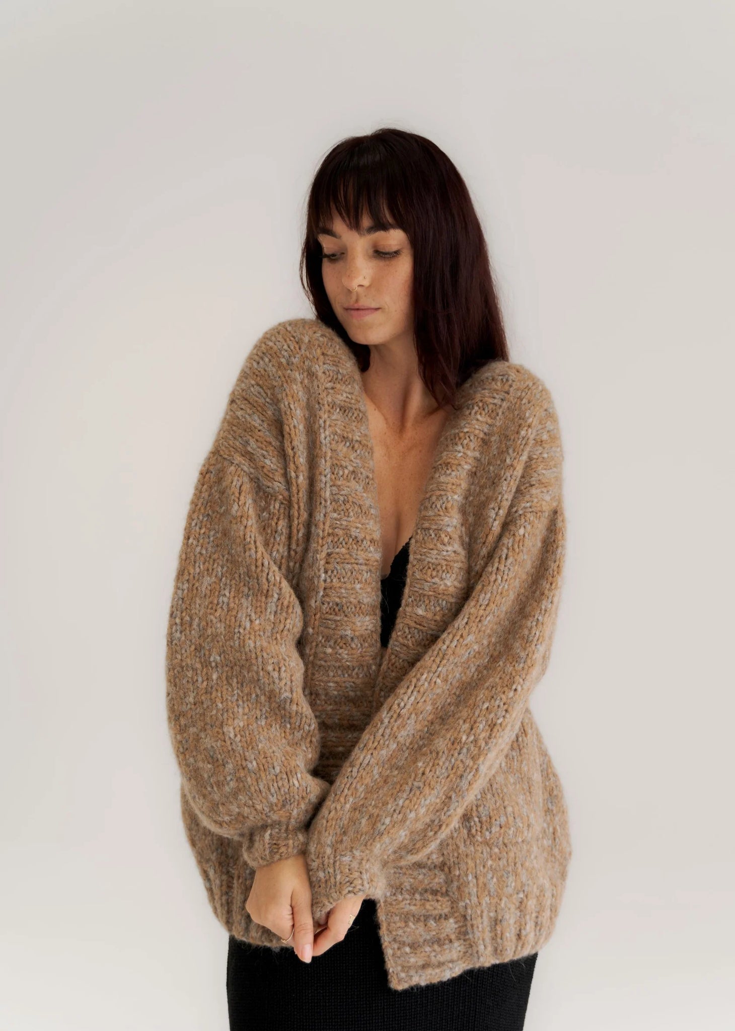 CLARA KNIT CARDIGAN - BROWN