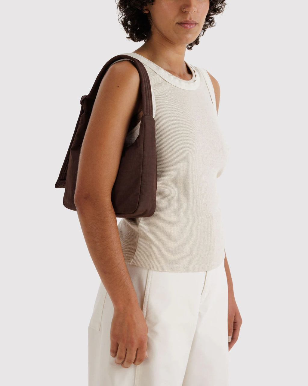 MINI NYLON SHOULDER BAG | COFFEE